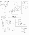 Air Cleaner Blower Housing Exhaust System Diagram and Parts List for 284H77-0123-B1  Briggs and Stratton Engine